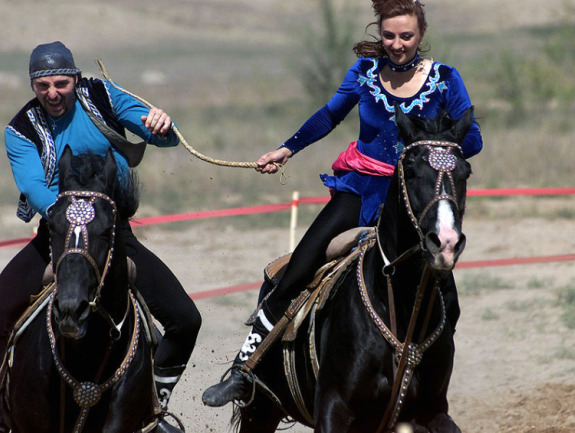 Kazakh Traditional Game - Catch the girl
