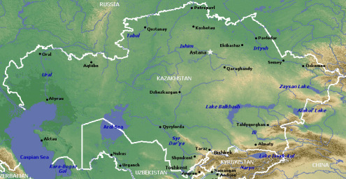 Kazakhstan Physical Map