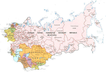 physical map of ussr. The map of the USSR with 15