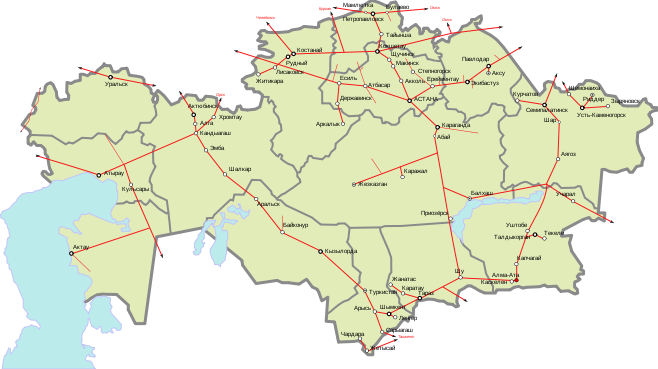 Map of Kazakhstan Railways